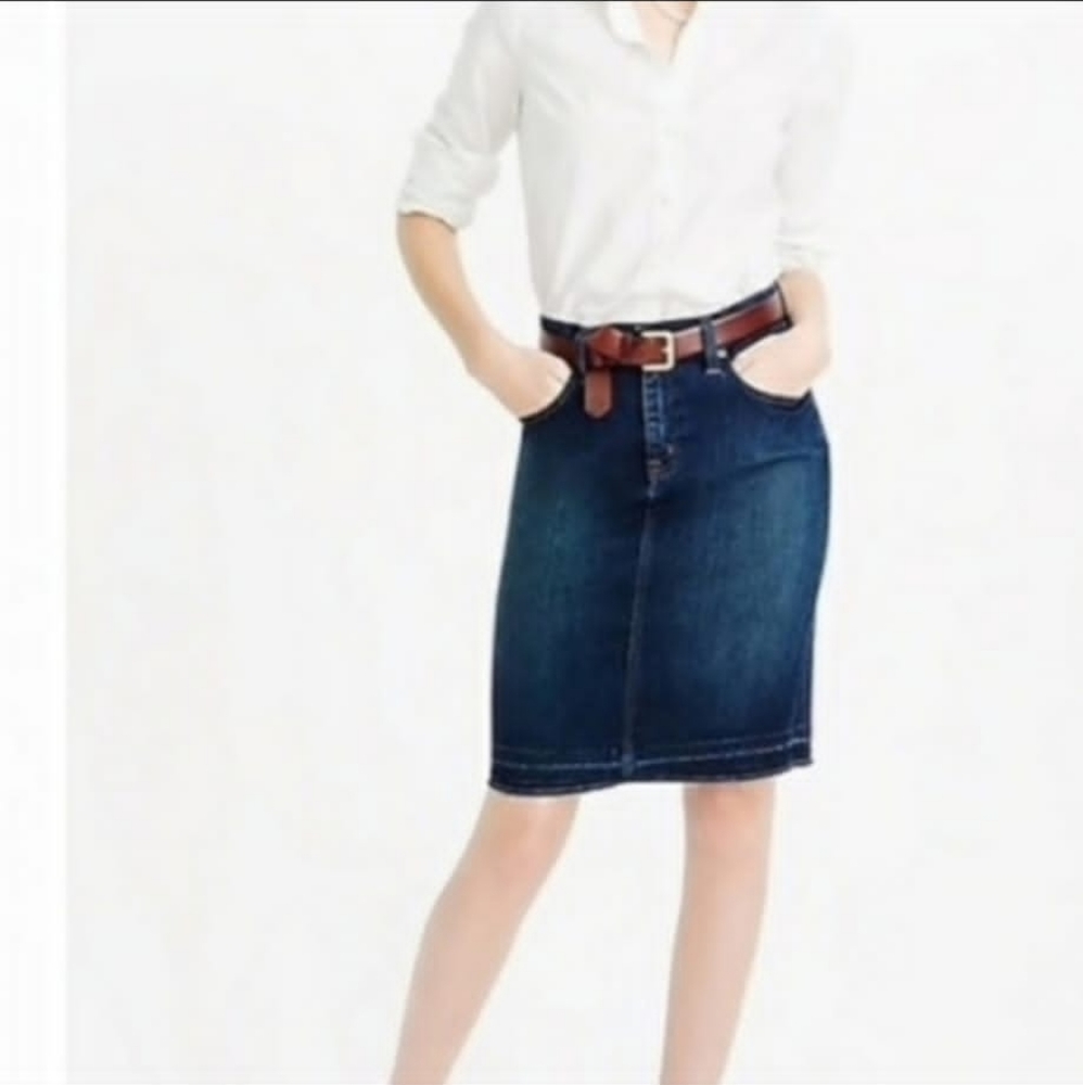 J Crew Womens pencil Skirt Demim Jean Blue High-rise sz 26